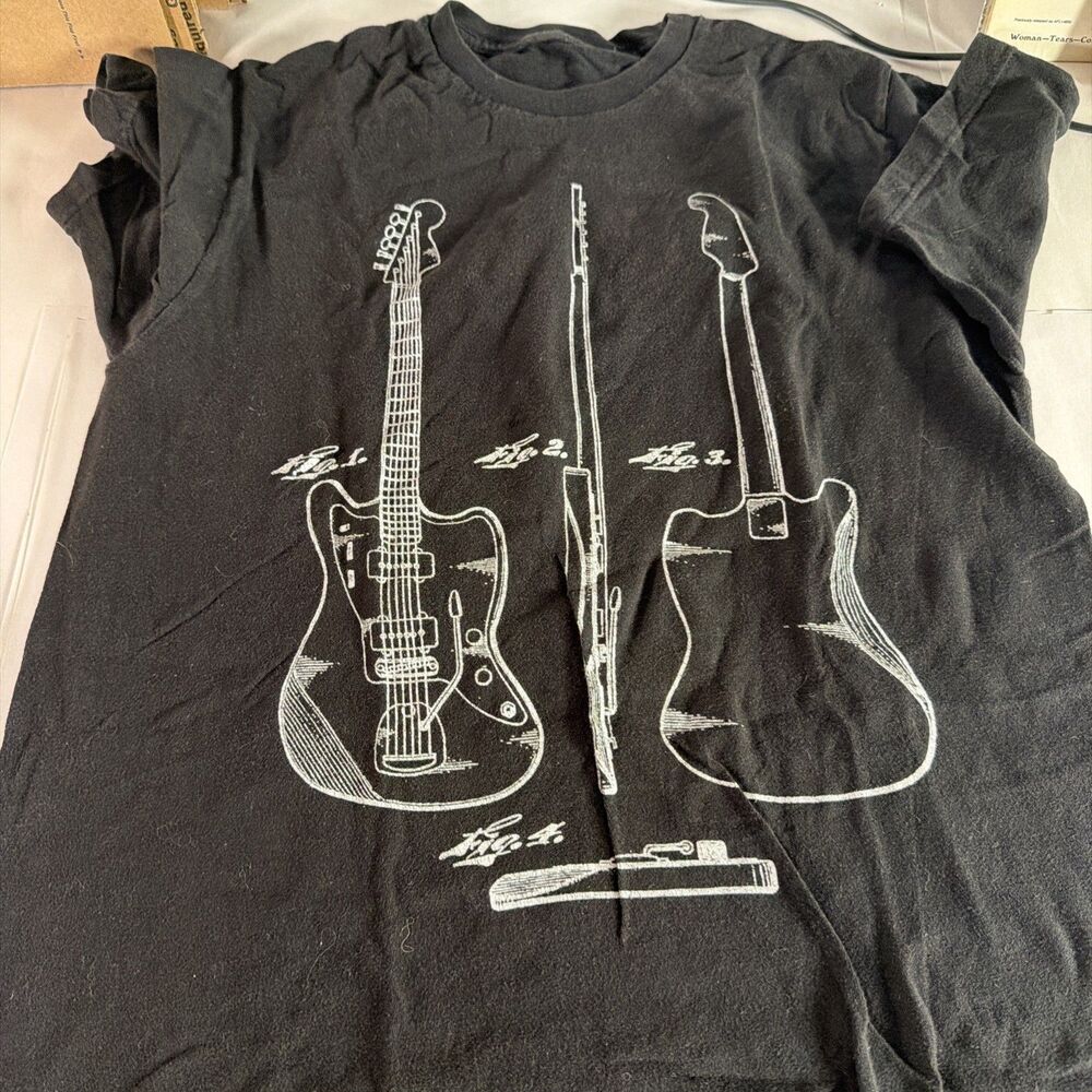 Men's Banana Republic T-Shirt Black Solid L Guitar Jazzmaster Rock 60s Nirvana
